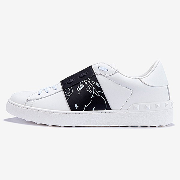 Valentino Leopard Print Open Sneakers in White and Black