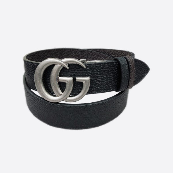 Gucci Classic Retro Double G Belt in Black and Silver (3.8cm)