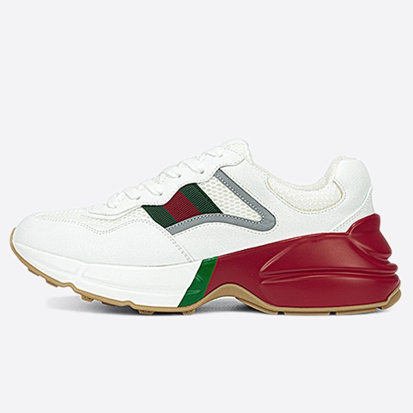 Gucci Rhyton Leather Mesh Web White Sneakers