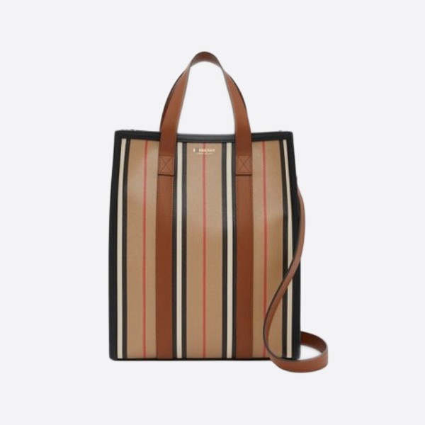 Burberry Small Icon Stripe E-Canvas Portrait Tote Bag 80246861