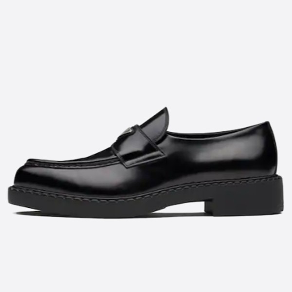 Prada Single Core Shiny Leather Pointed Toe Loafers 2DE131_055_F 0002