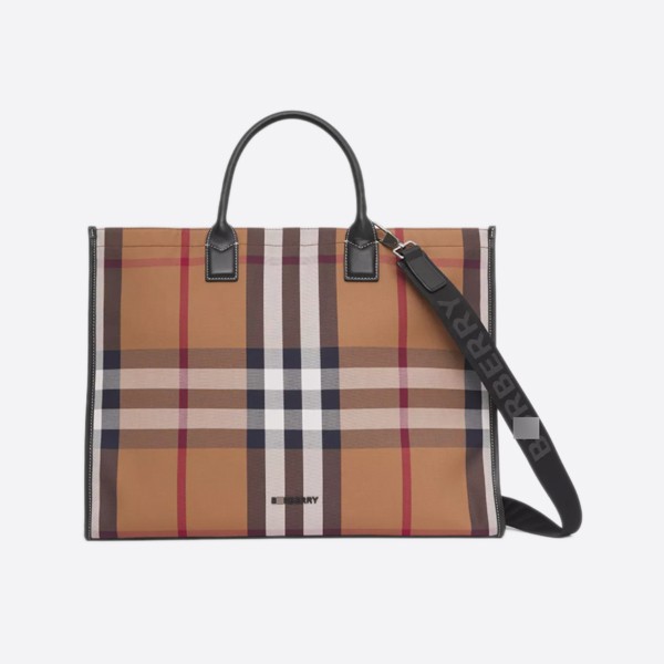 Burberry Check Cotton Canvas Tote 80418941