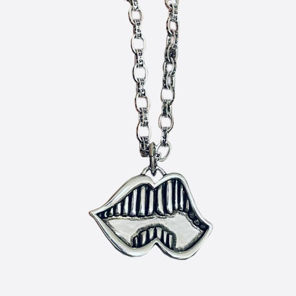 Chrome Hearts Vintage Big Tongue Letter Necklace in Silver