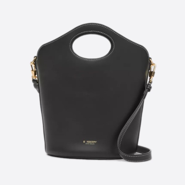 Burberry Small Leather Pocket Bucket Bag Black 80462401