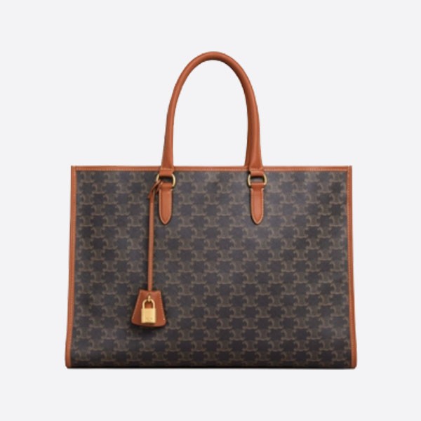 Celine Triomphe Canvas Calfskin Tan Cabaret 197912BZJ.04LU