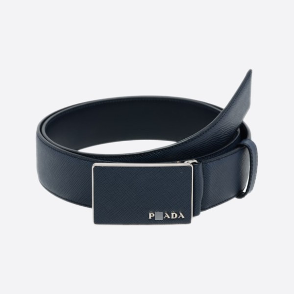 Prada Saffiano Leather Belt Blue (3.4cm) 2CM188_053_F0216