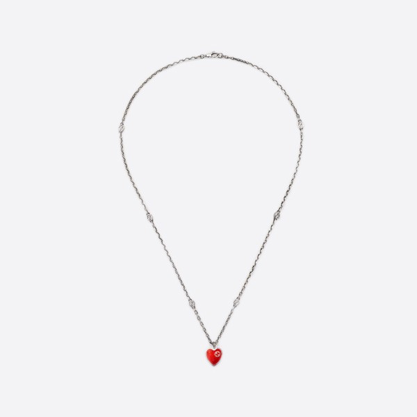 Gucci Interlocking G Enamel Necklace with Heart 645545 J89B4 1192