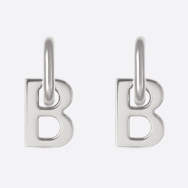 Balenciaga B Chain XS Earrings in Silver Brass