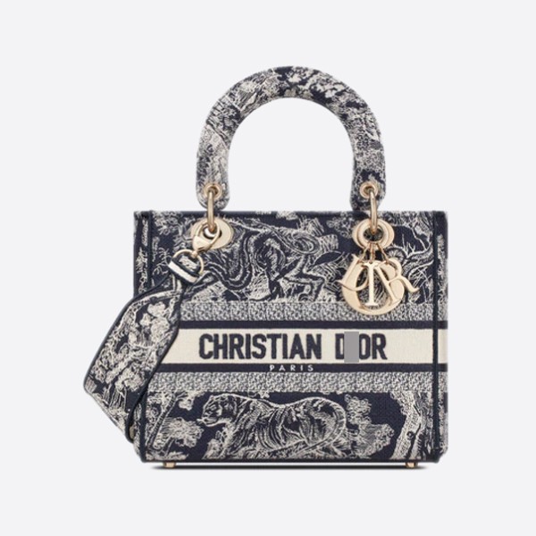 Dior LADY D-LITE MEDIUM BAG BLUE TOIL DE JOUY REVERSE EMBROIDERY M0565ORGO_M928