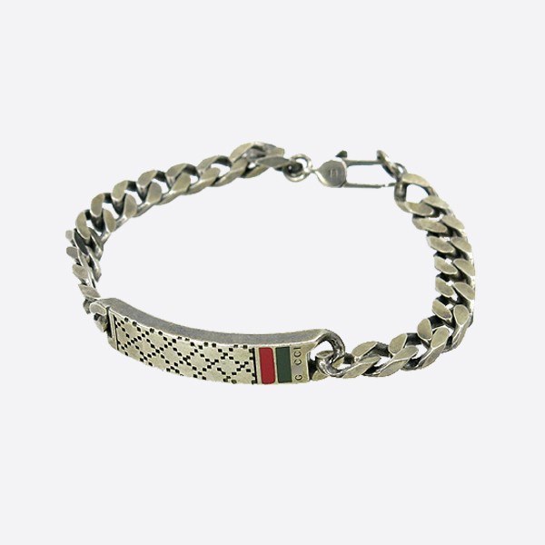 Gucci 925 Silver Three-Wire Detail Chain Bracelet