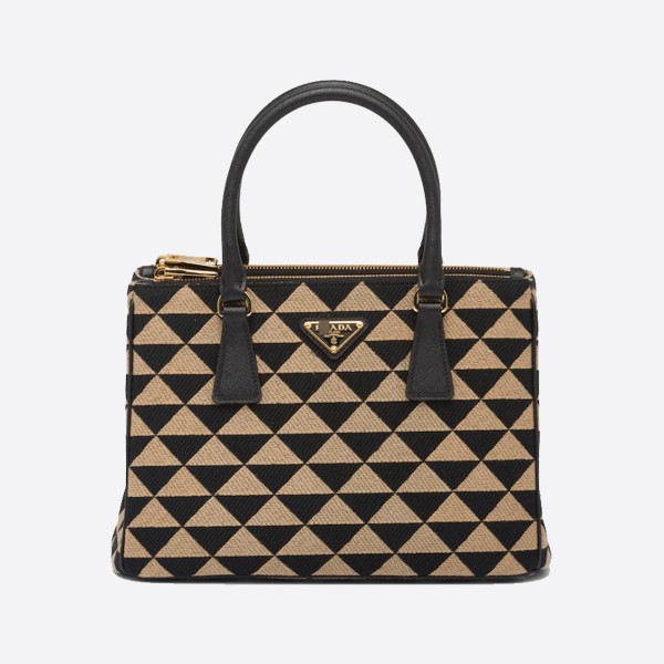Prada Small Galleria Jacquard Bag 1BA863_2FKL_F0Y30_V_OOO Color - Black Beige