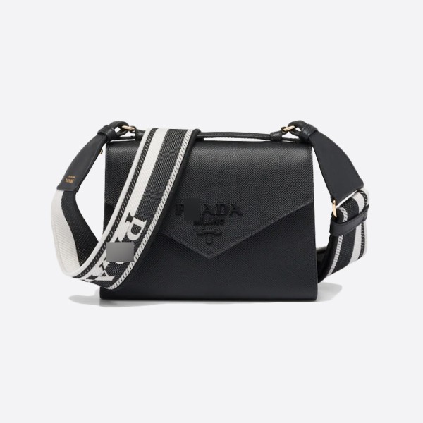 Prada Monochrome Saffiano and Leather Bag 1BD317_2ERX_F0002_V_3O3 Color - Black