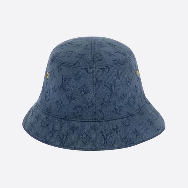 Louis Vuitton Monogram Denim Double-Sided Large Fisherman's Hat Blue Brown MP2440