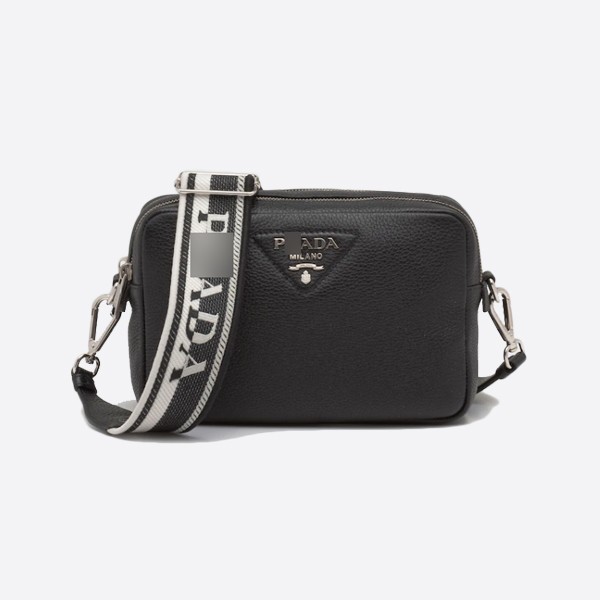 Prada Leather Bag with Shoulder Strap, Color - Black, 1BH082_2DKV_F0002_V_3OM