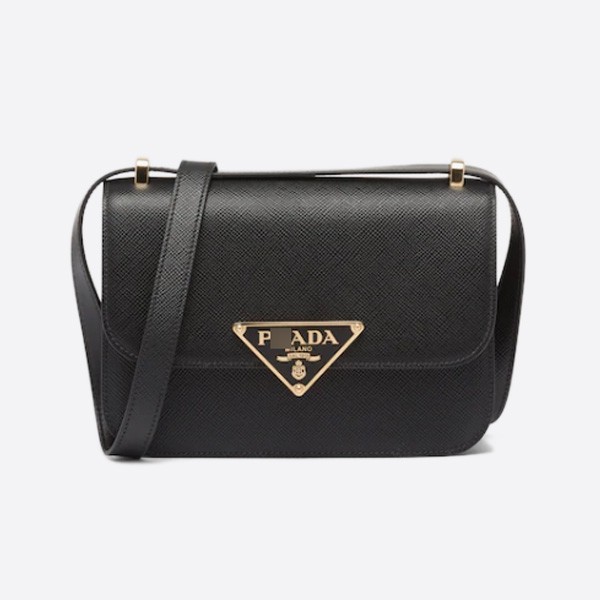 Pradasa Piano Leather Shoulder Bag, Color: Black, 1BD320_2A4A_F0002_V_OTO