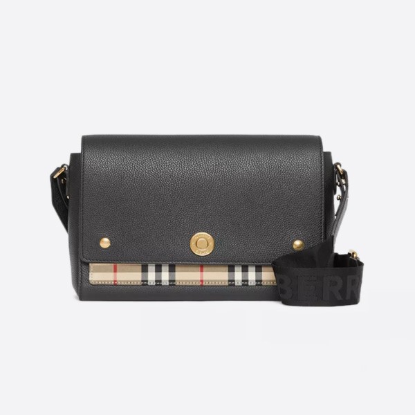 Burberry Leather Vintage Check Notebook Crossbody Bag, Black, 80211101