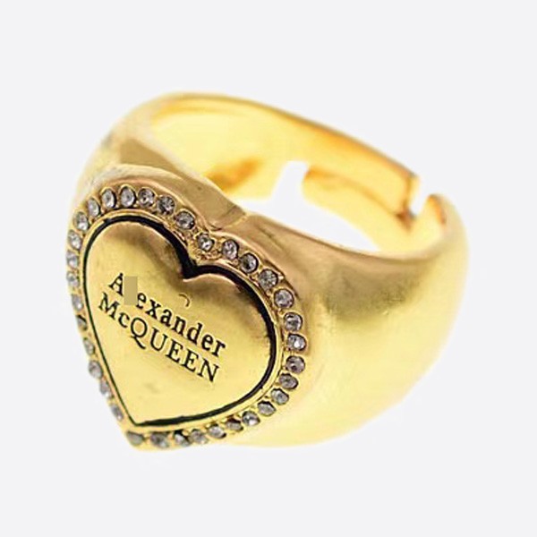 Alexander McQueen Logo Heart Ring, Color - Gold