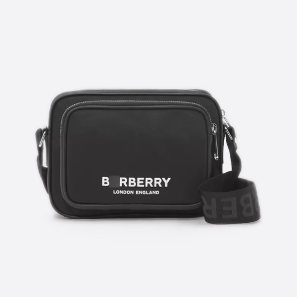 Burberry logo print nylon crossbody bag, color: black, 80490941
