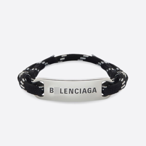 Balenciaga Polyester & Cotton & Antique Silver Brass Plate Bracelet