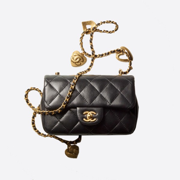 Chanel Mini Flap Bag in Lambskin and Gold Metal, Black, AS3456 B08840 94305
