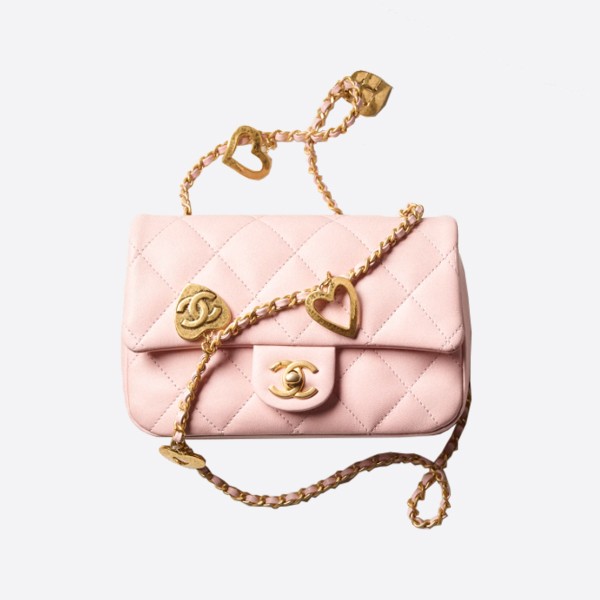 Chanel Mini Flap Bag in Lambskin and Gold Metal, Light Pink, AS3457, B08840, NJ523