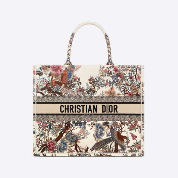 Dior Book Tote Bag with Jardin d'Hiver Embroidery, M1286ZRWD_M941
