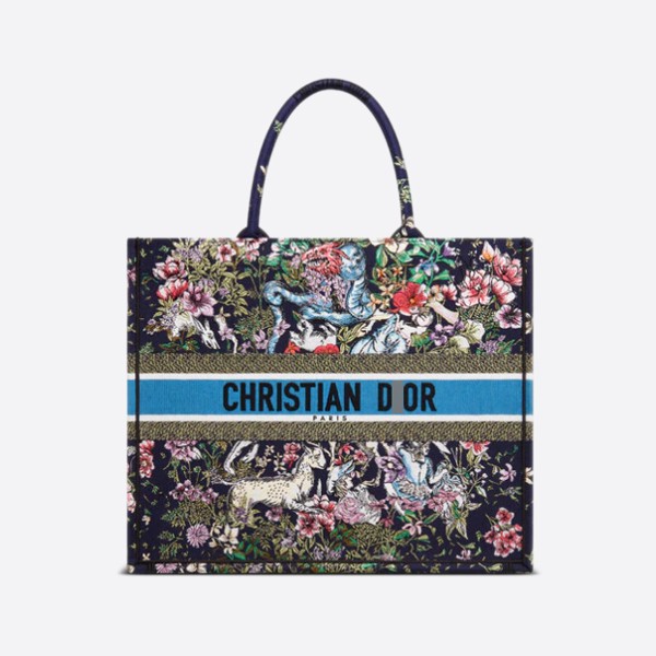 Dior BOOK TOTE Large Bag, Blue Multicolor with D-Constellation Embroidery, M1286ZRUV_M928
