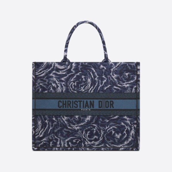 Dior BOOK TOTE Large Bag with Blue Rose Embroidery M1286ZRVG_M928