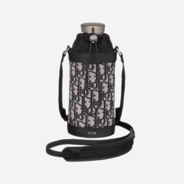 Dior Aqua Bottle & Shoulder Strap Bottle Holder, Beige & Black, Oblique Jacquard, Oblique Stainless Steel, 2ESKH304YKY_H27E