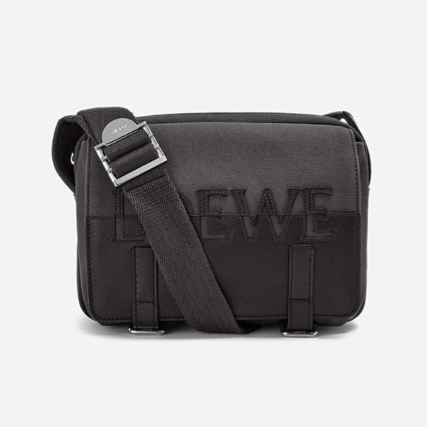 Loewe Men's Signature XS Military Messenger Bag in Canvas and Classic Calfskin