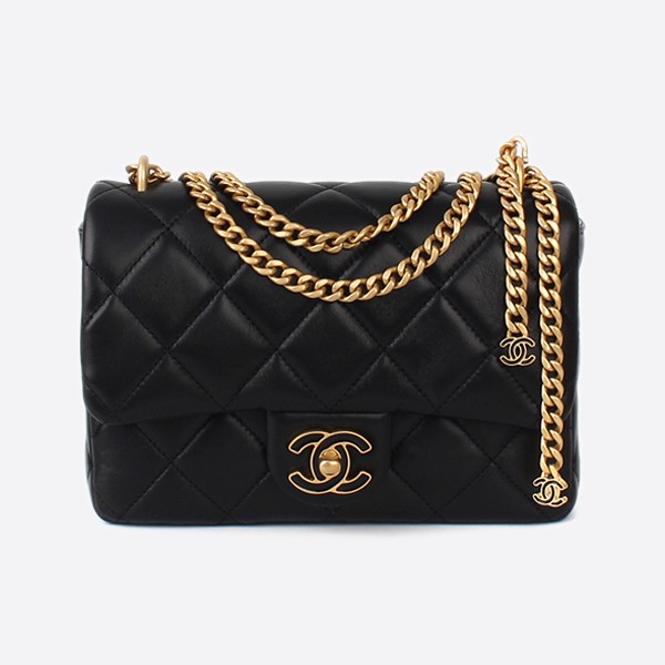 Chanel Chain Shoulder Season Bag Black Blonde AS3114