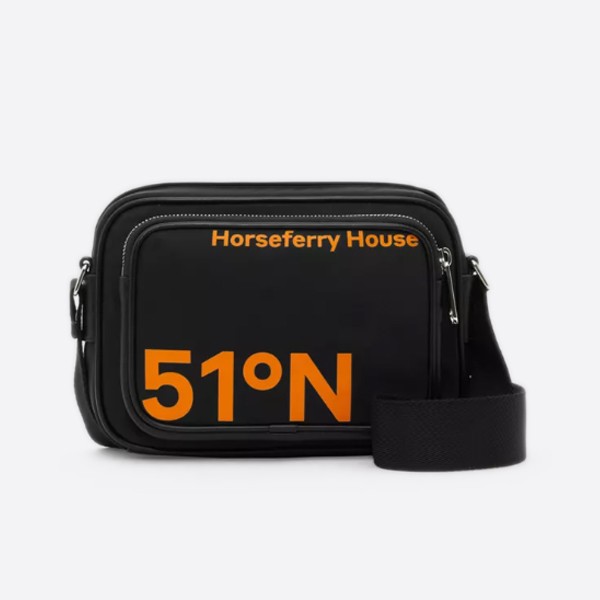 Burberry Coordinated Print Nylon Crossbody Bag, Color: Black/Orange, 80644481