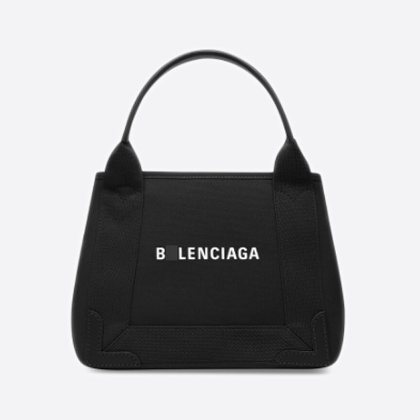 Balenciaga Black Cotton Canvas & Navy Cuffskin XS Cabas 3903462HH3N1000
