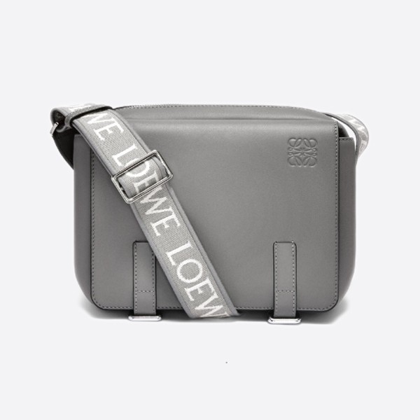 Loewe XS Military Messenger Bag - Flexible Smooth Calfskin and Jacquard, Color: Asphalt Gray, B553A72X21
