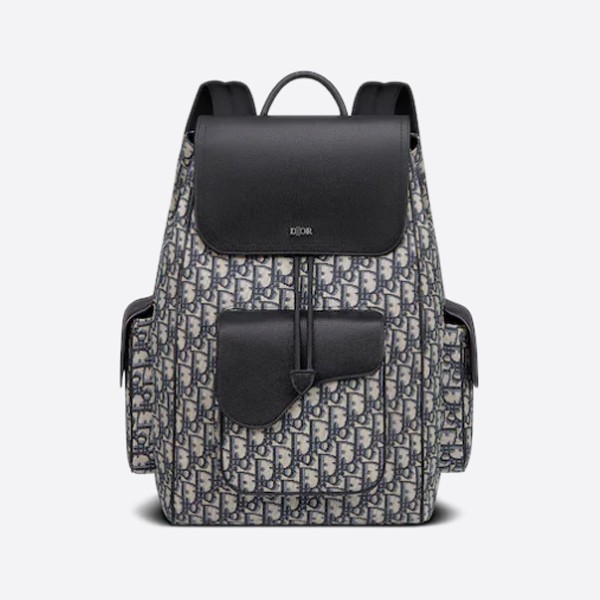 Dior Saddle Backpack in Oblique Jacquard and Grained Calfskin (1ADBA161YKS_H27E)