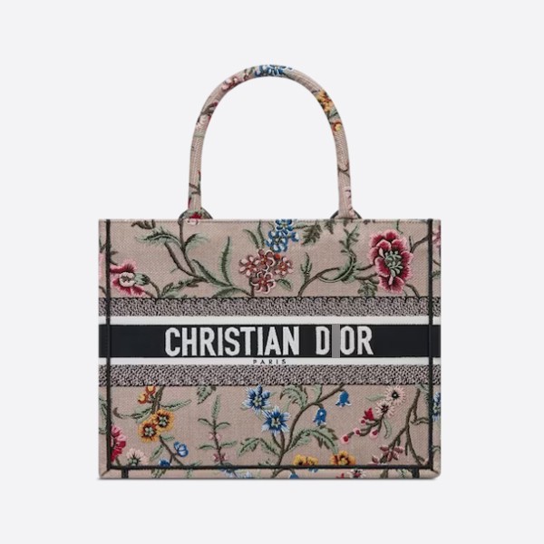 [Online Exclusive] Dior BOOK TOTE Medium Bag with Petites Fleurs Embroidery, M1296ZEAU_M912