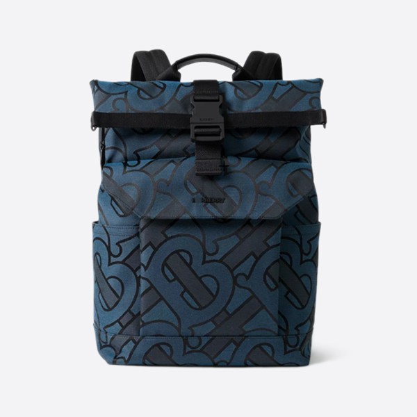Burberry Monogram Jacquard Orville Backpack, Navy, 80661041