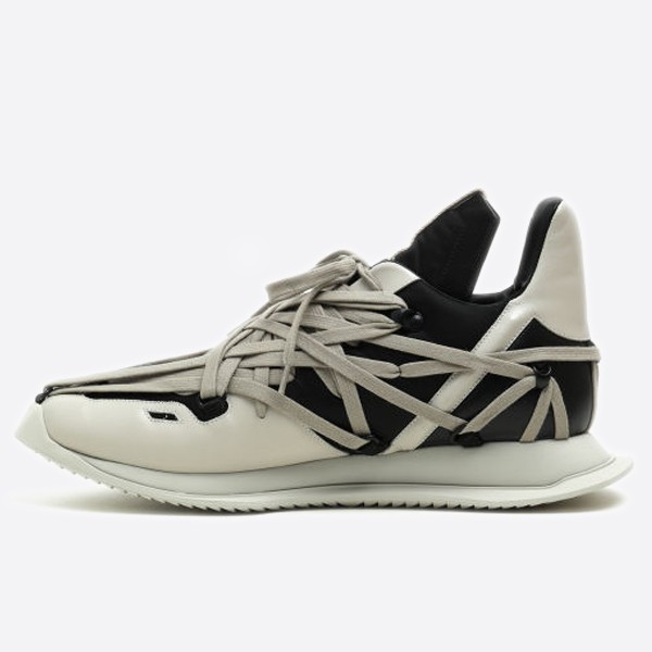 Rick Owens Tecuatl Maximal Sneakers, White Sole, White/Black, RU21S6812LPO