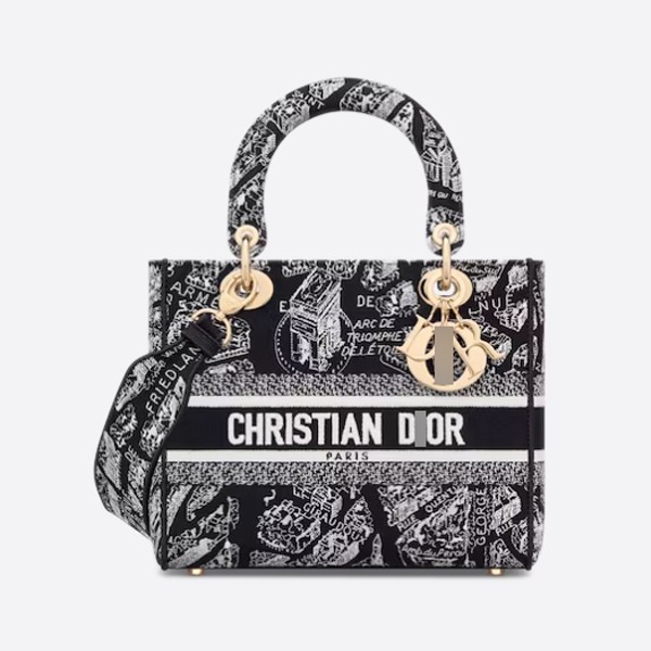 Dior LADY D-LITE Medium Bag Plan de Paris Embroidery M0565OOMP_M993