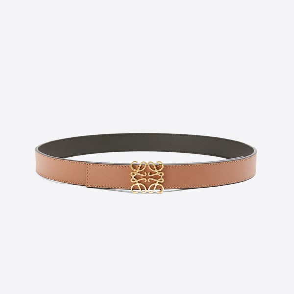 Loewe Reversible Anagram Belt in Black, Brown, and Gold (3.2cm) E619Z20X04