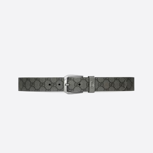 Gucci Interlocking G Detail Belt in Gray Silver (3.5cm) 673921 FABY3 1244