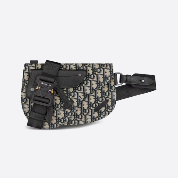 Dior Saddle Pouch, Beige & Black Jacquard, 1ADPO044YKY_H27E