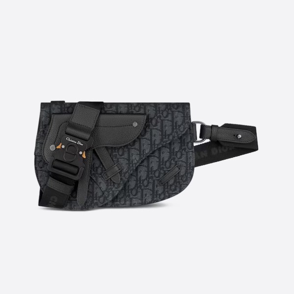Dior Saddle Pouch Black Jacquard 1ADPO044YKY_H00N