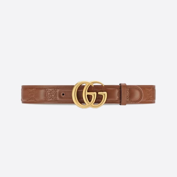 GG Marmont Matelasse Wide Belt, Brown and Gold (4.0cm) 400593 UM8IG 2546