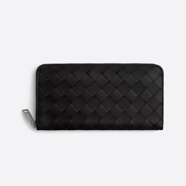 Intrecciato Zip-Around Wallet Black 593217VCPQ48803