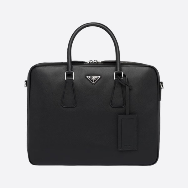 Sapiano Leather Briefcase, Black, 2VE011_9Z2_F0002_V_OOO