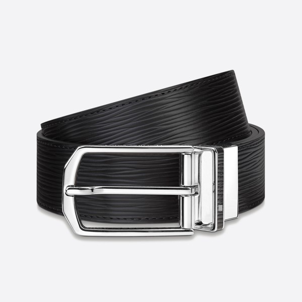 Slender reversible belt in black and silver (3.5cm) M0128Q