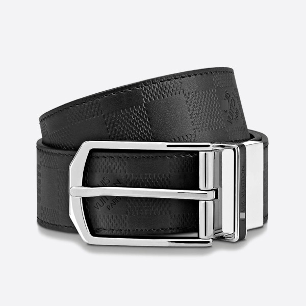 Slender reversible belt, black and silver (3.5cm) M8204U