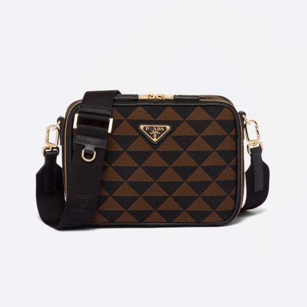 Brick Embroidered Fabric Bag, Color: Black/Bant Sienna, 2VH069_2FKL_F0G5R_V_MOF