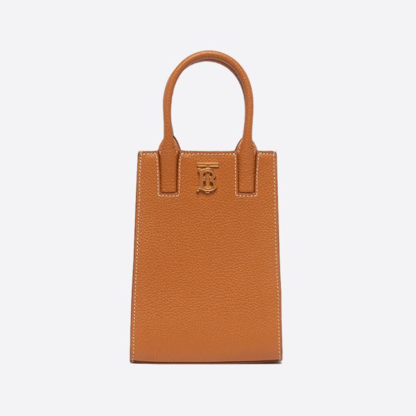 Grainy Leather Micro Frances Tote in Warm Russet 80627021